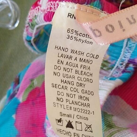 Point Halter Top Ruffle Blue Pink Floral Womens Sm - Picture 7 of 7